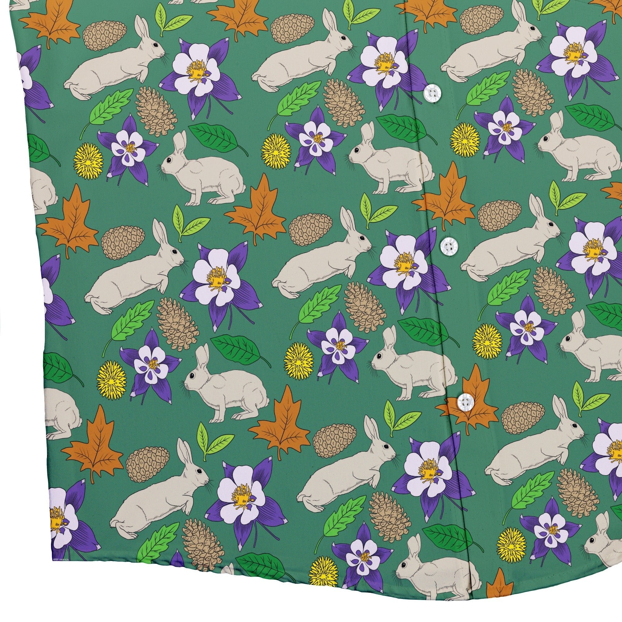 Spring Forest Green Button Up Shirt Geek Nerd adult sizing animal patterns botany print