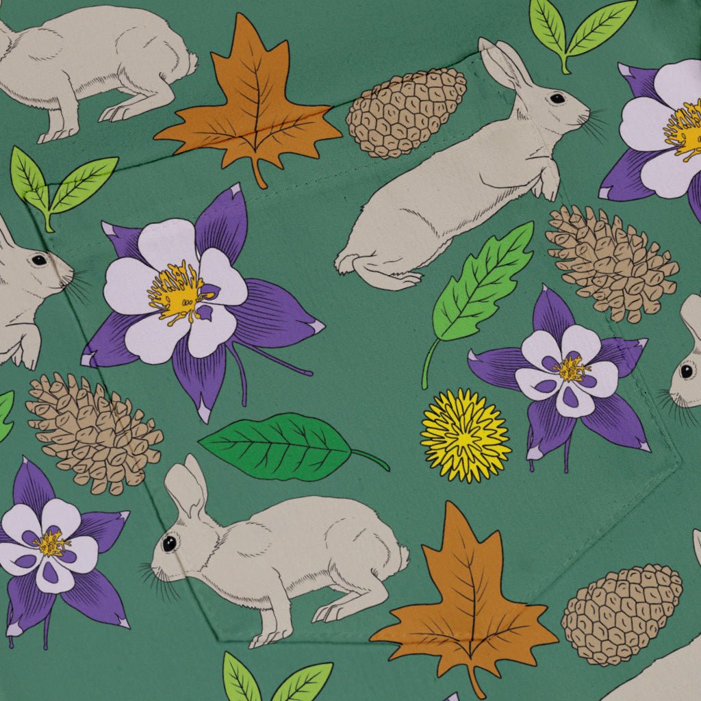 Spring Forest Green Button Up Shirt Geek Nerd adult sizing animal patterns botany print