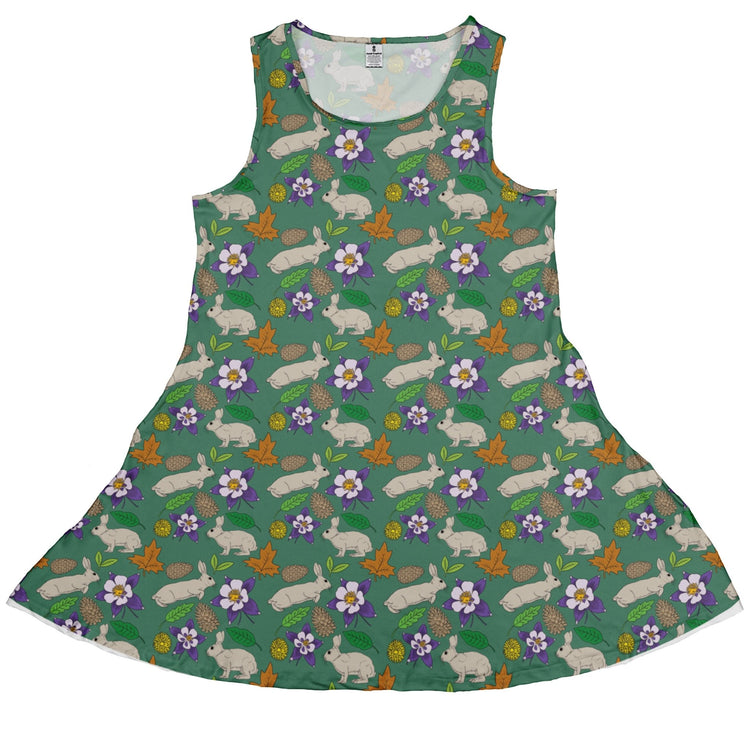 Spring Forest Green Dress Geek Nerd animal patterns botany print Design by Julie Kitzes