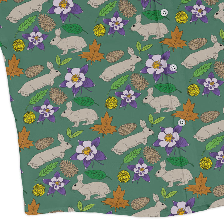 Spring Forest Green Long Sleeve Button Up Shirt Geek Nerd adult sizing animal patterns botany print