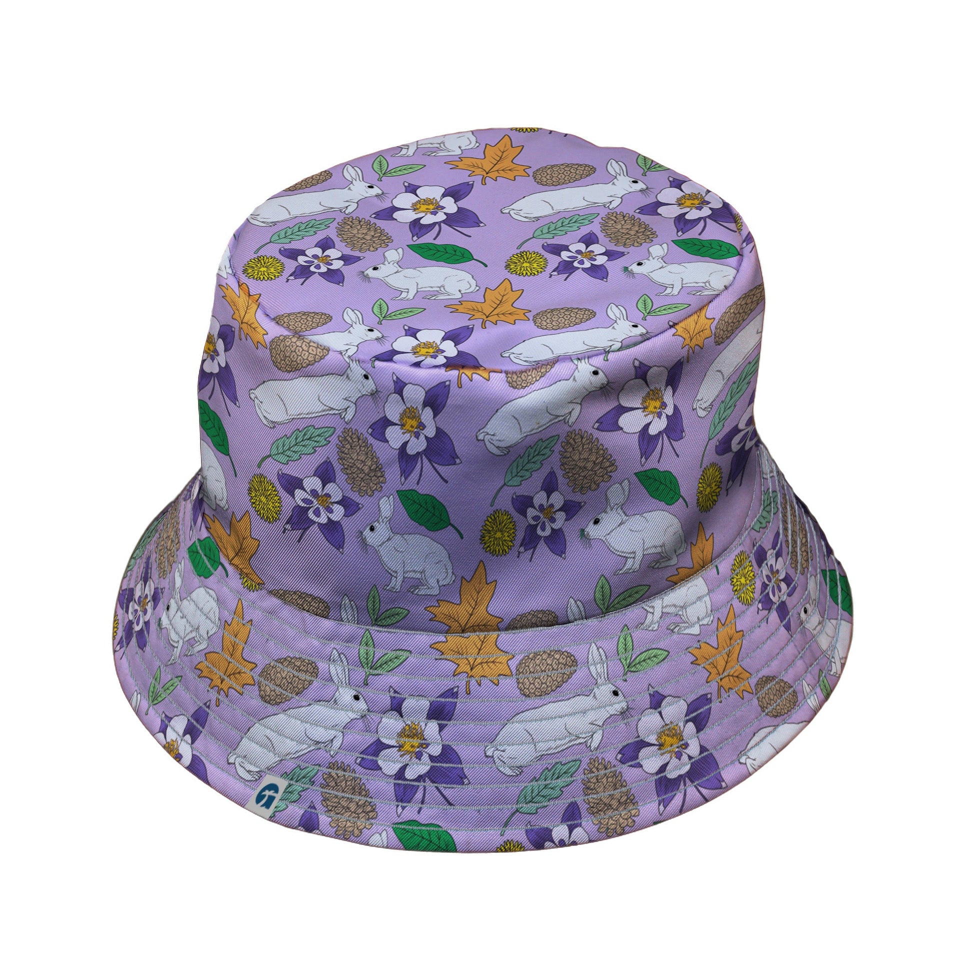 Spring Forest Purple Bucket Hat Geek Nerd animal patterns botany print Design by Julie Kitzes