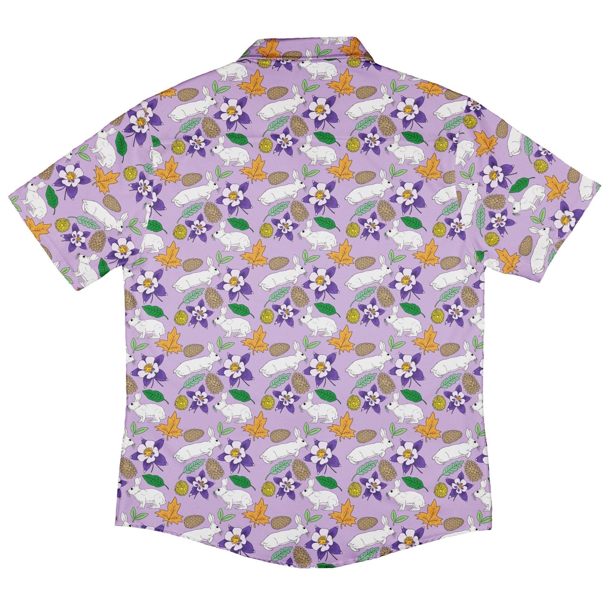 Spring Forest Purple Button Up Shirt Geek Nerd adult sizing animal patterns botany print