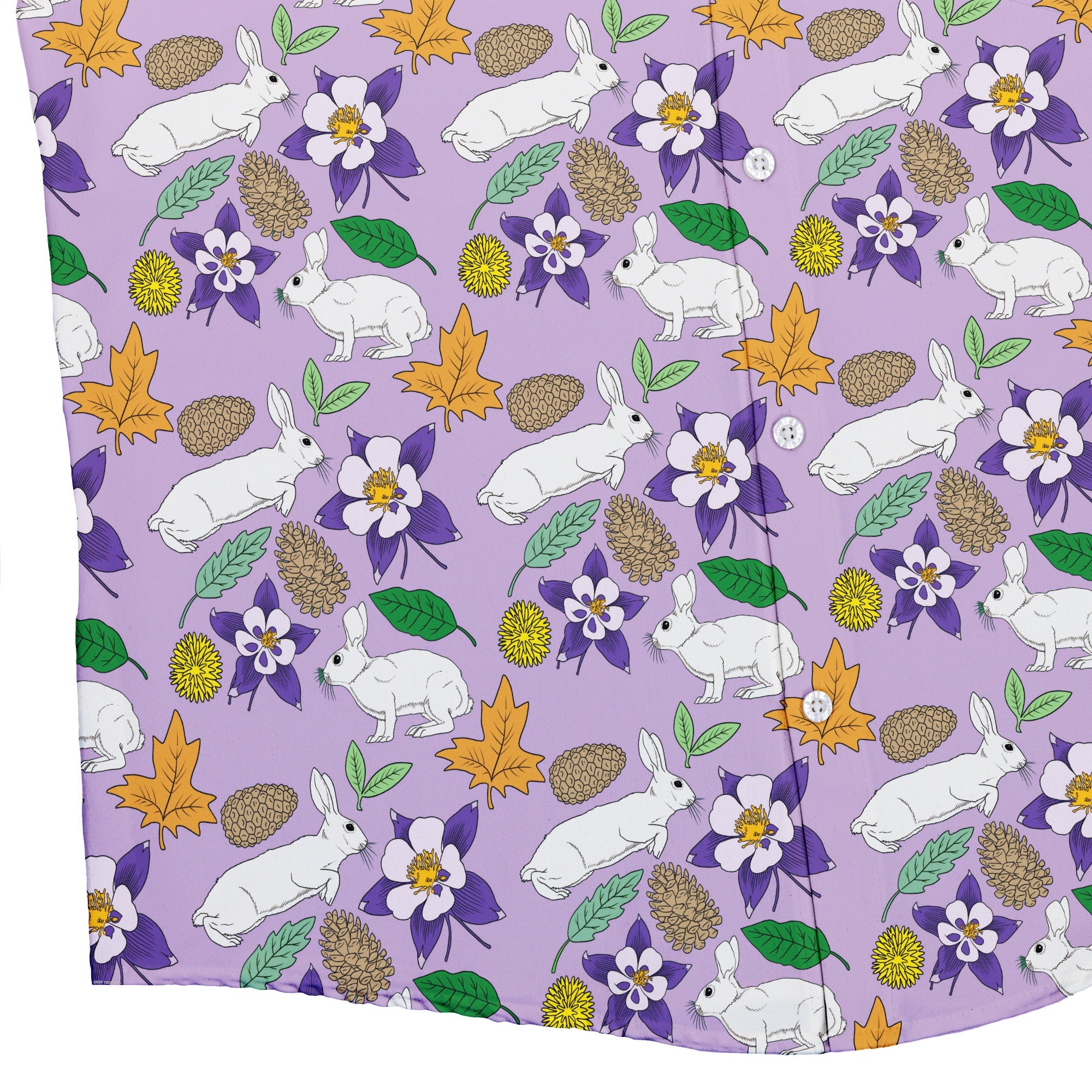 Spring Forest Purple Button Up Shirt Geek Nerd adult sizing animal patterns botany print