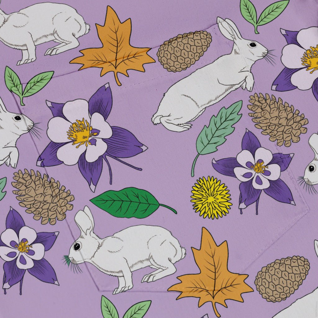 Spring Forest Purple Button Up Shirt Geek Nerd adult sizing animal patterns botany print