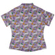 Spring Forest Purple Curvy Button Up Shirt Geek Nerd animal patterns botany print Design by Julie Kitzes