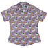 Spring Forest Purple Curvy Button Up Shirt Geek Nerd animal patterns botany print Design by Julie Kitzes