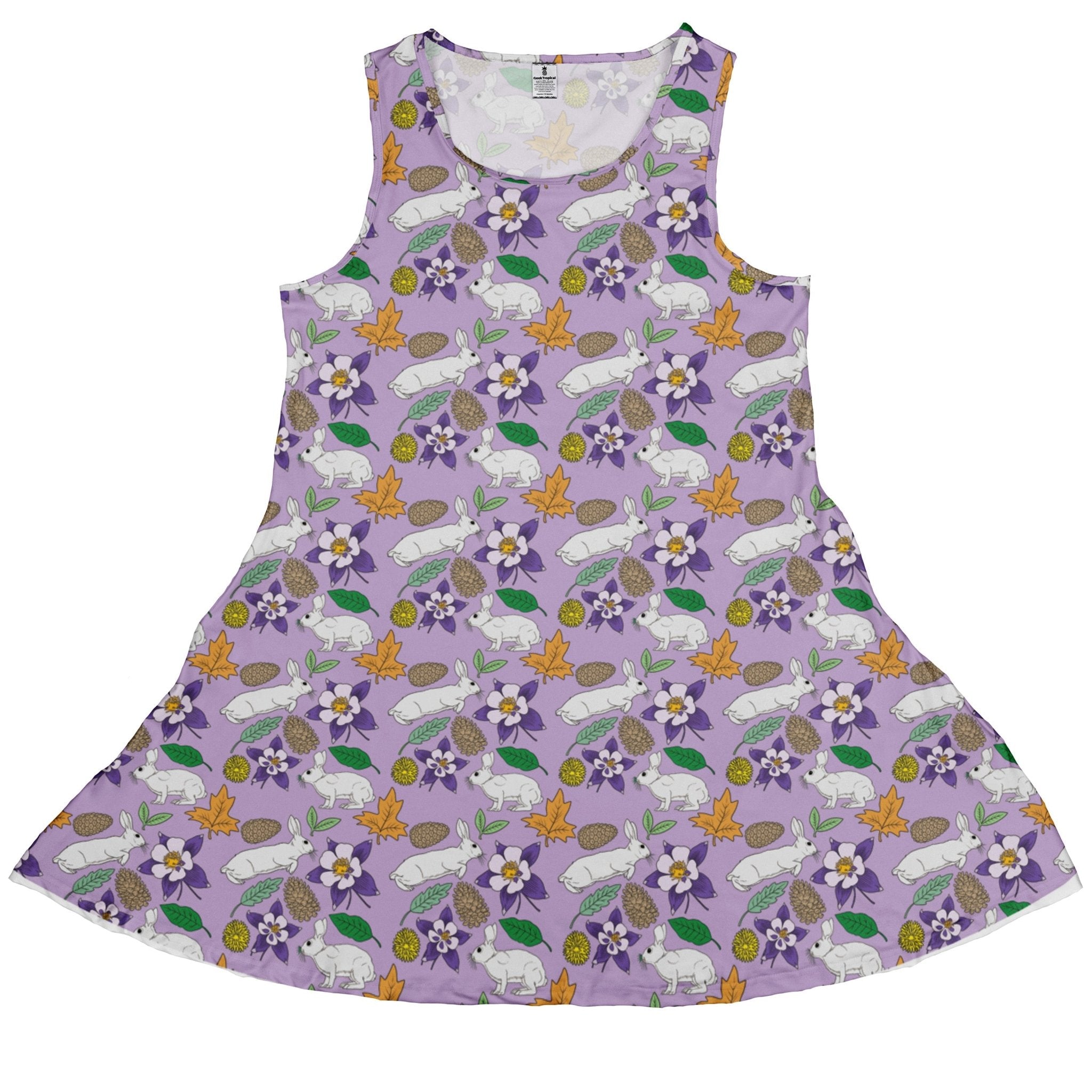 Spring Forest Purple Dress Geek Nerd animal patterns botany print Design by Julie Kitzes