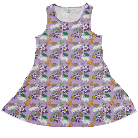 Spring Forest Purple Dress Geek Nerd animal patterns botany print Design by Julie Kitzes
