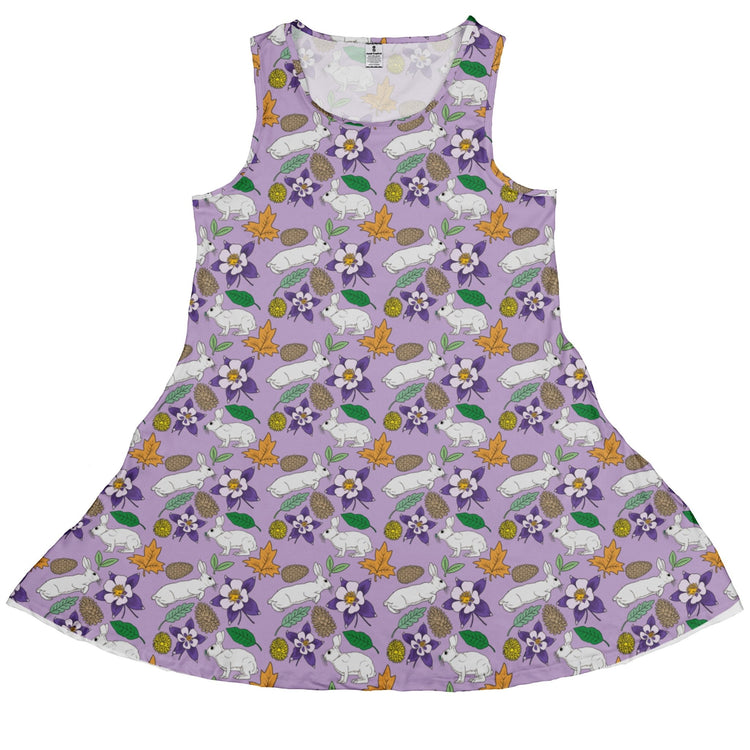 Spring Forest Purple Dress Geek Nerd animal patterns botany print Design by Julie Kitzes