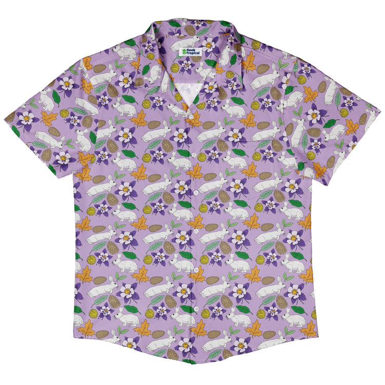 Spring Forest Purple Button Up Shirt Geek Nerd adult sizing animal patterns botany print