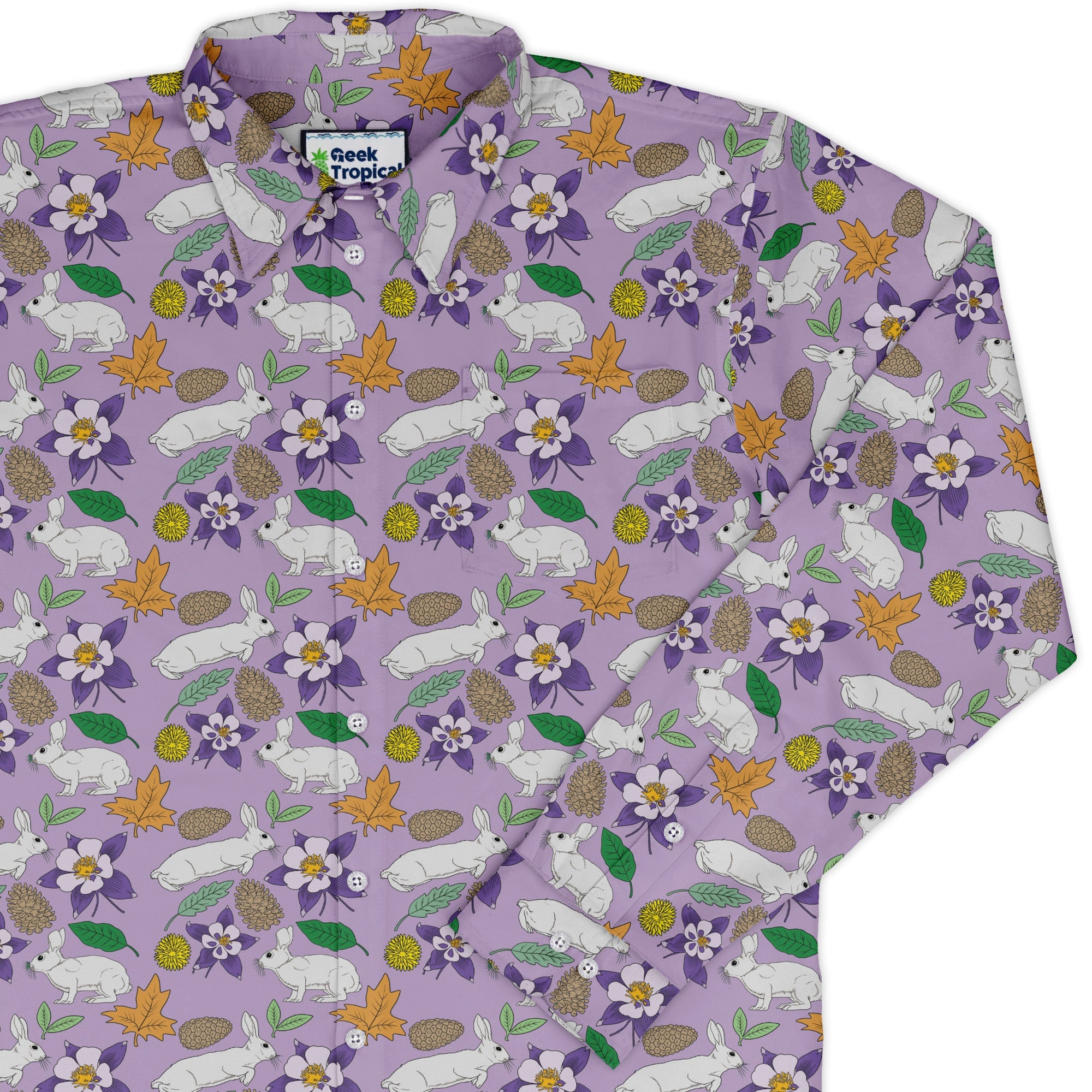 Spring forest purple Long Sleeve Button Up Shirt