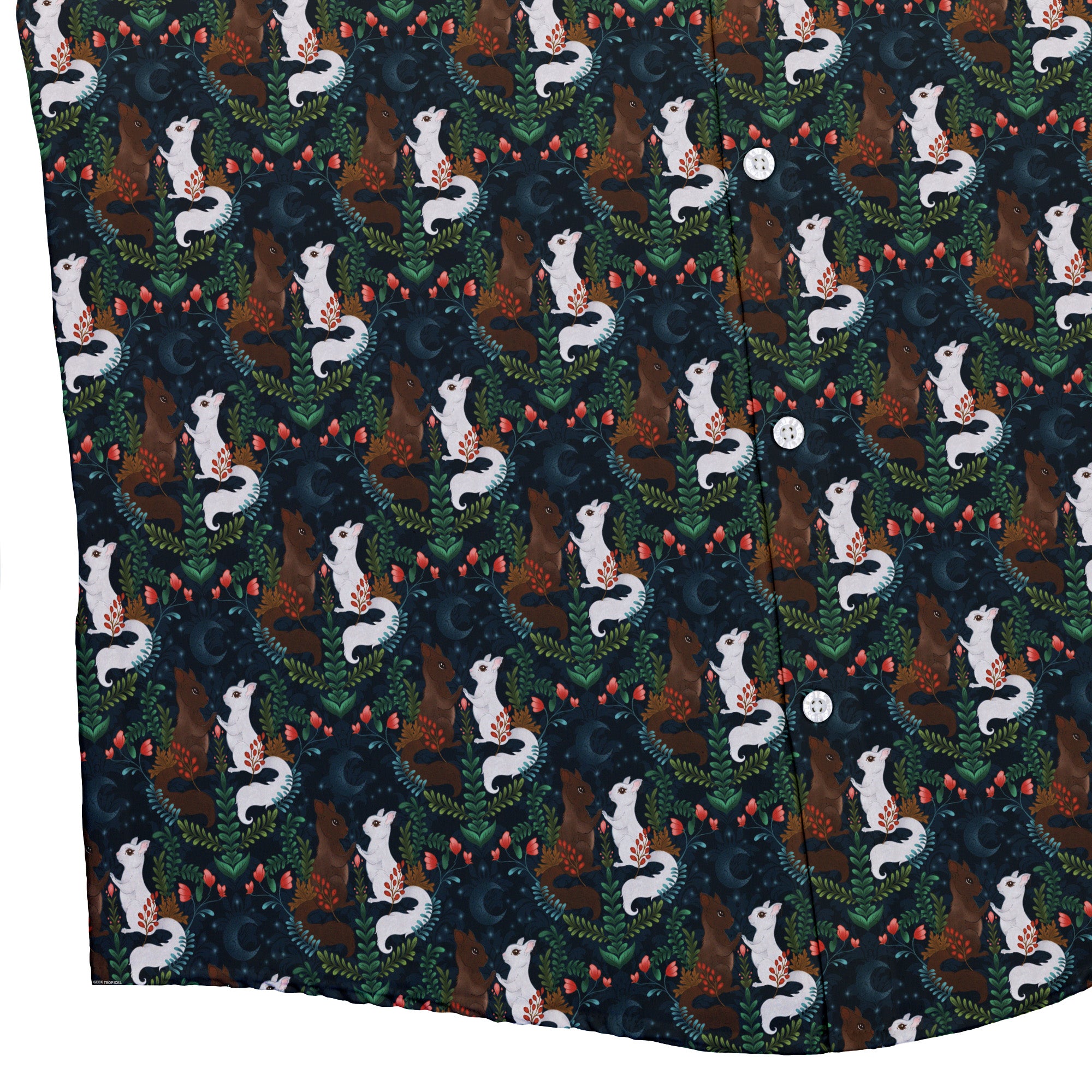 Squirrels in Love Button Up Shirt Bottom Corner