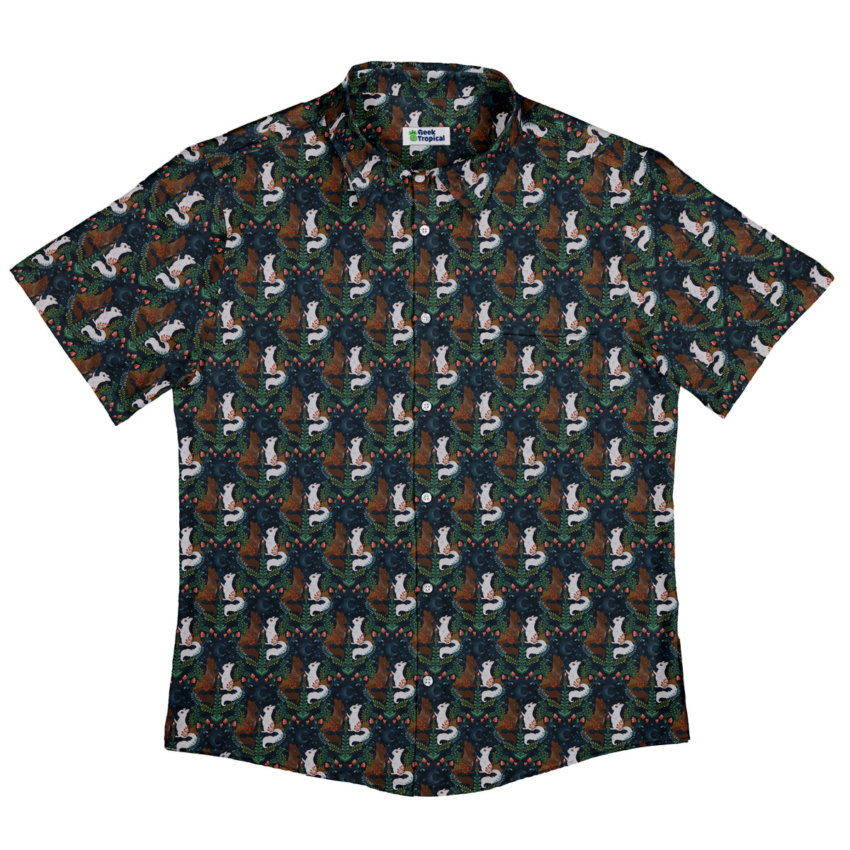 Squirrels in Love Button Up Shirt Flat Front