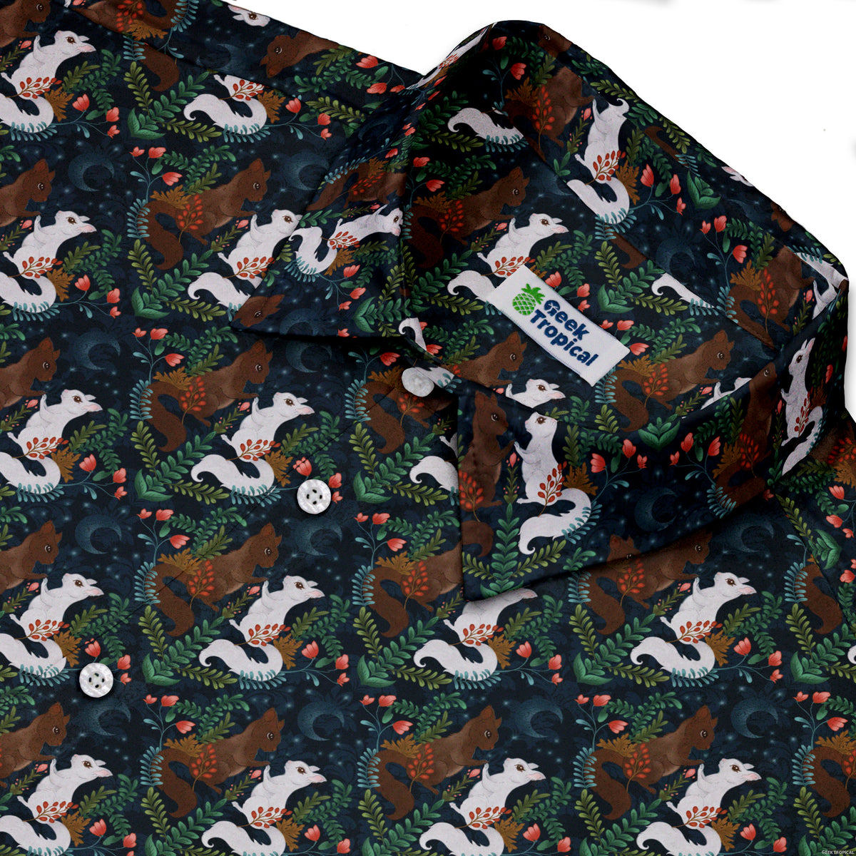 Squirrels in Love Button Up Shirt Neck