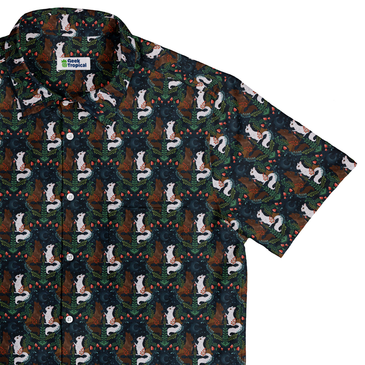 Squirrels in Love Button Up Shirt Top Corner