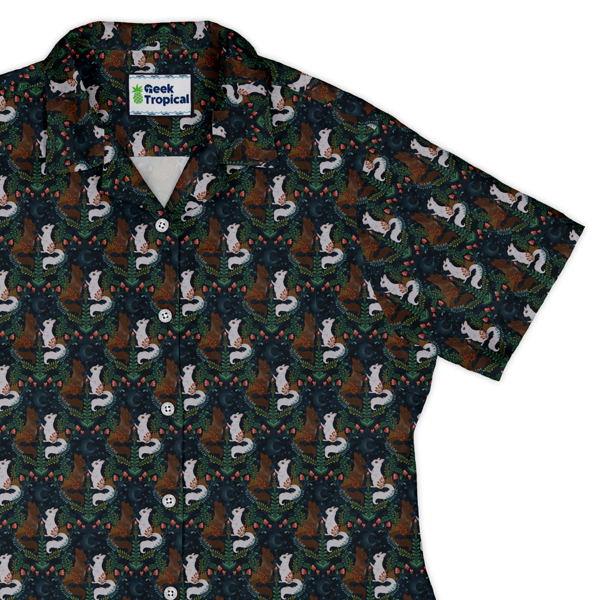 Squirrels in Love Curvy Button Up Shirt womens top right