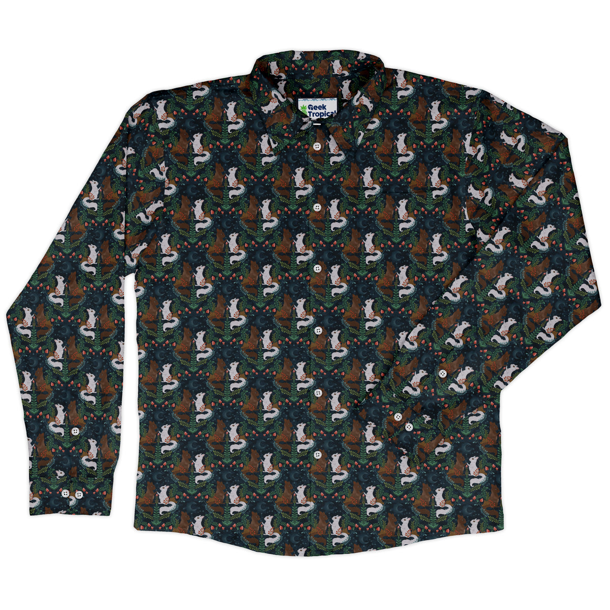 Squirrels in Love Long Sleeve Button Up Shirt front