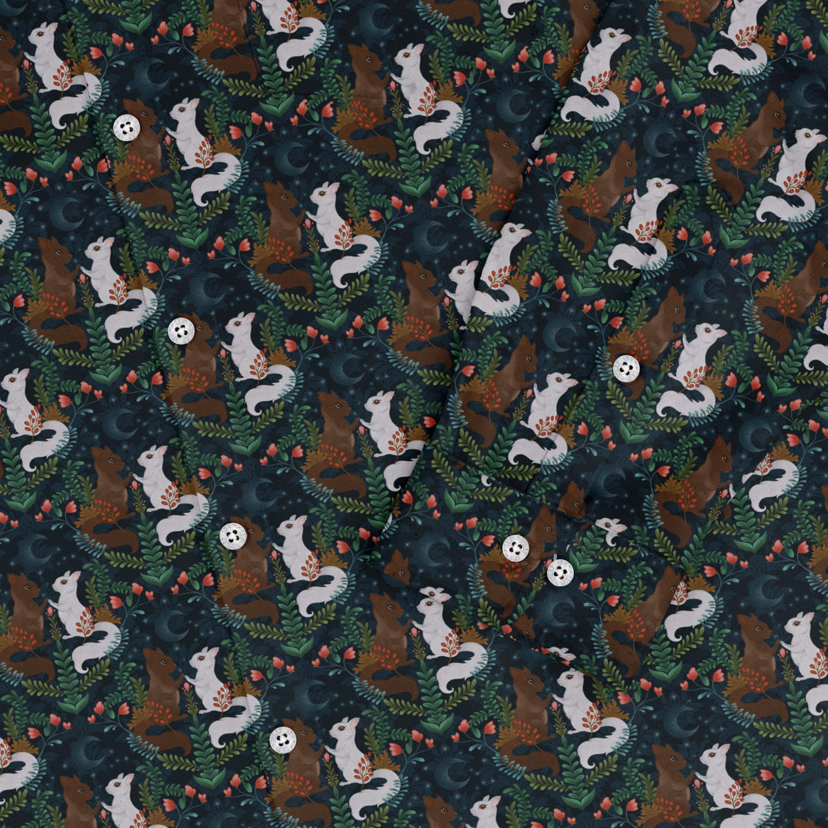 Squirrels in Love Long Sleeve Button Up Shirt sleeve close