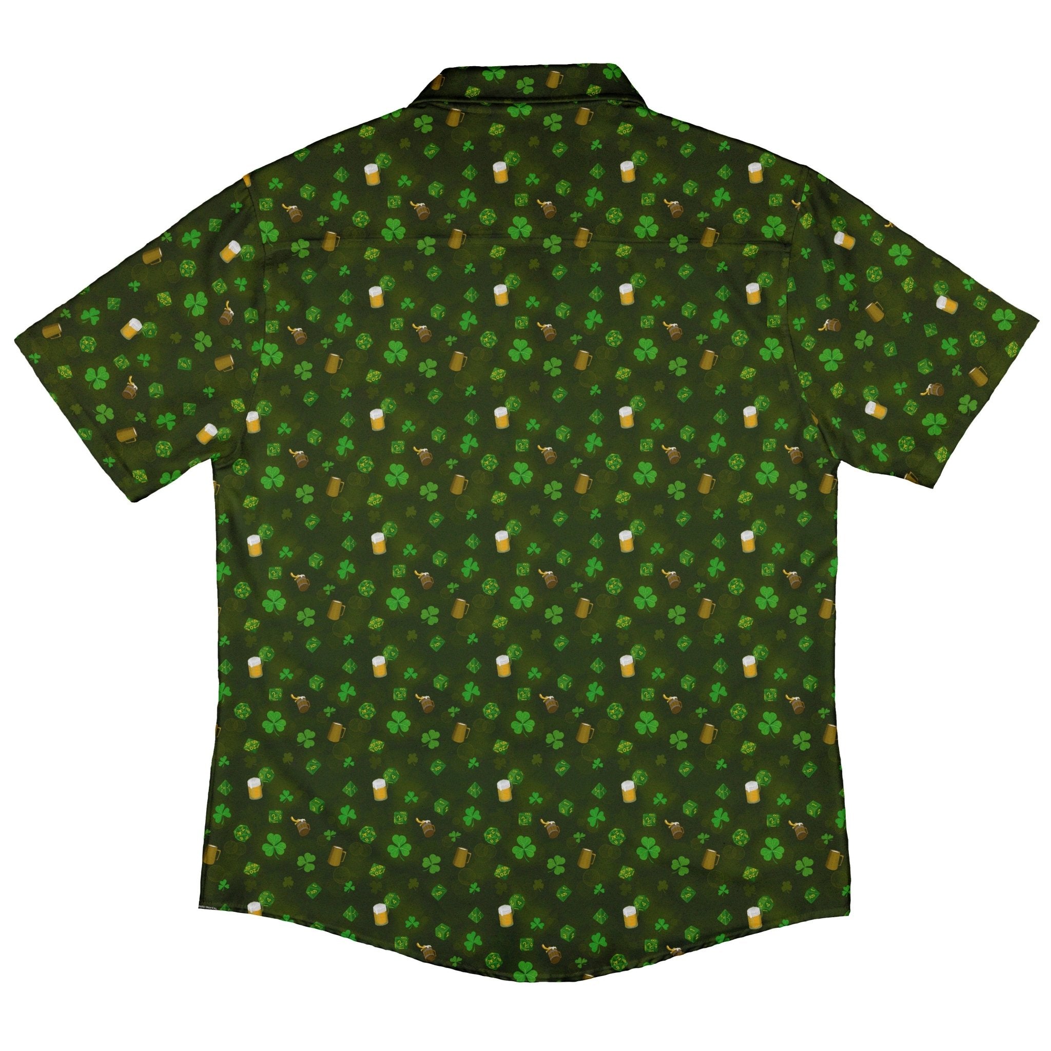 St. Patrick's Day DND Dice Button Up Shirt - adult sizing - Designs by Nathan - dnd & rpg print