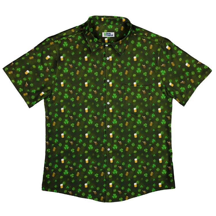 St. Patrick's Day DND Dice Button Up Shirt - adult sizing - Designs by Nathan - dnd & rpg print