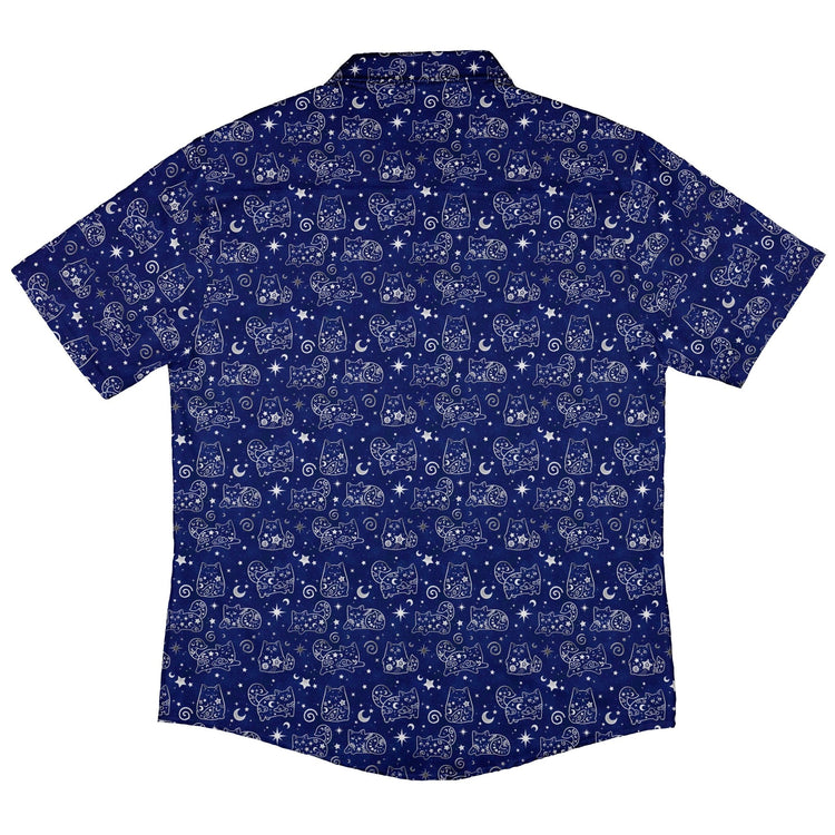 Star Cats Button Up Shirt - adult sizing - Animal Patterns - Design By Brigid Ashwood