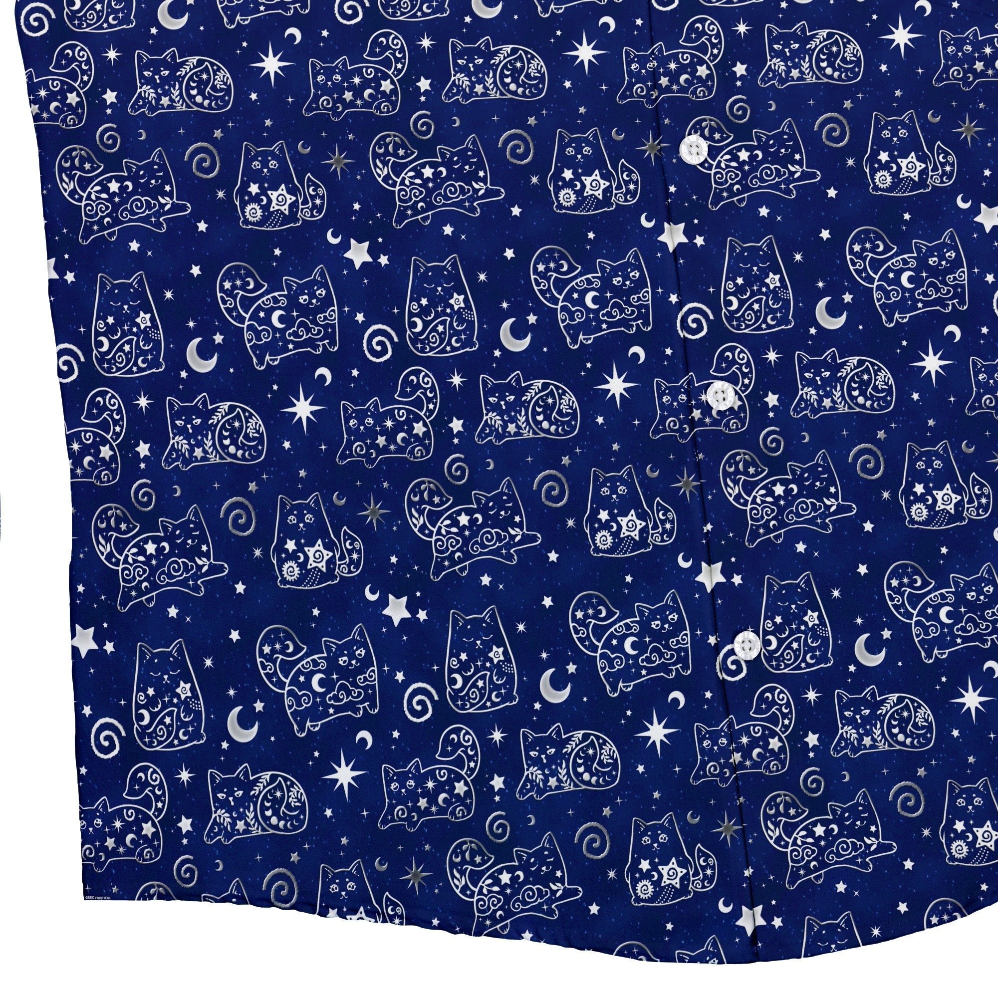 Star Cats Button Up Shirt - adult sizing - Animal Patterns - Design By Brigid Ashwood