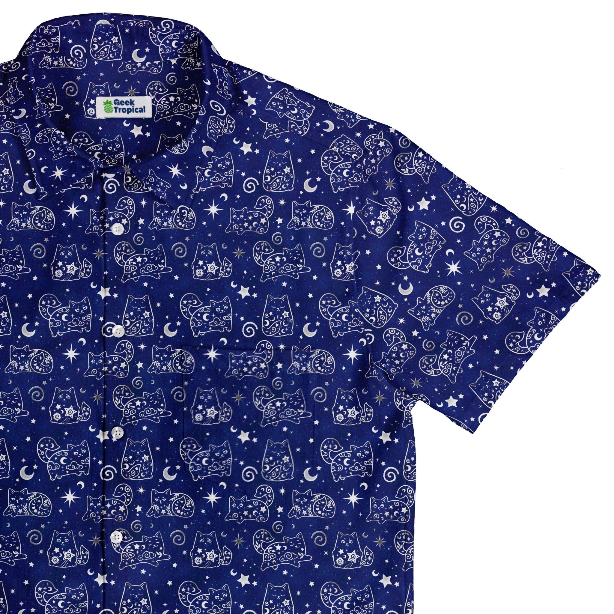 Star Cats Button Up Shirt - adult sizing - Animal Patterns - Design By Brigid Ashwood