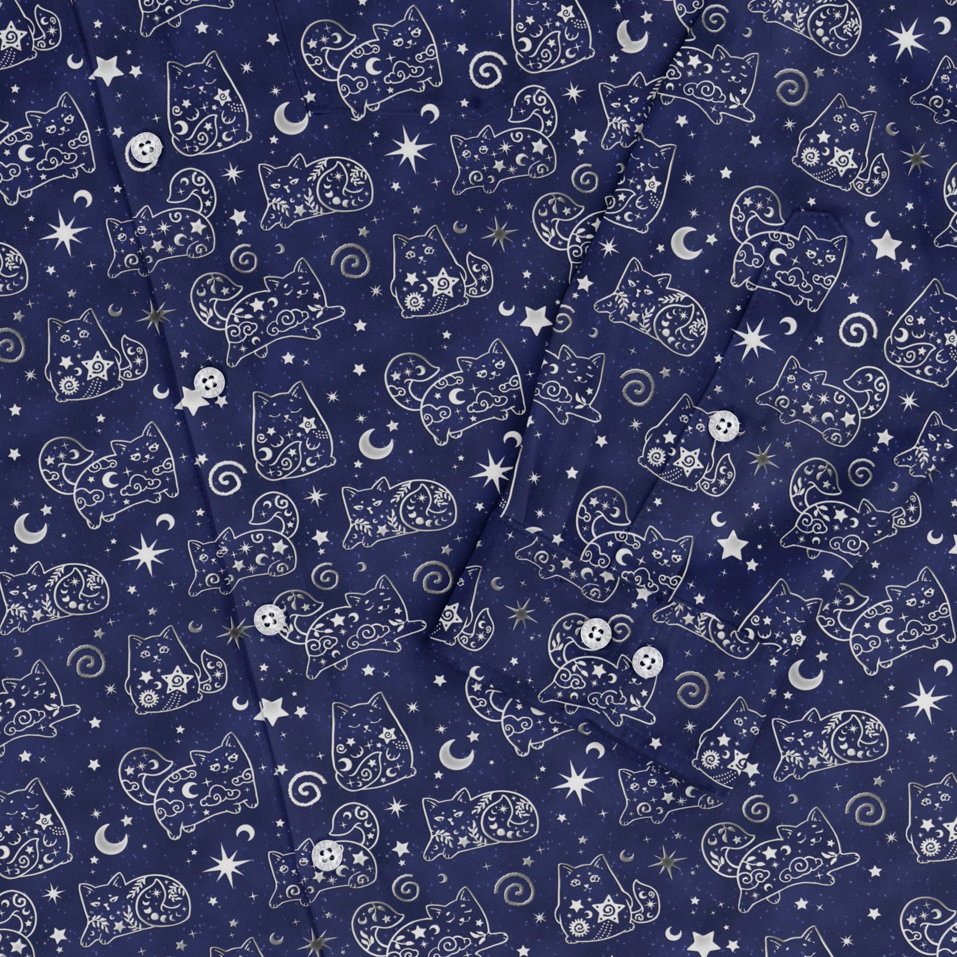 Star Cats Long Sleeve Button Up Shirt