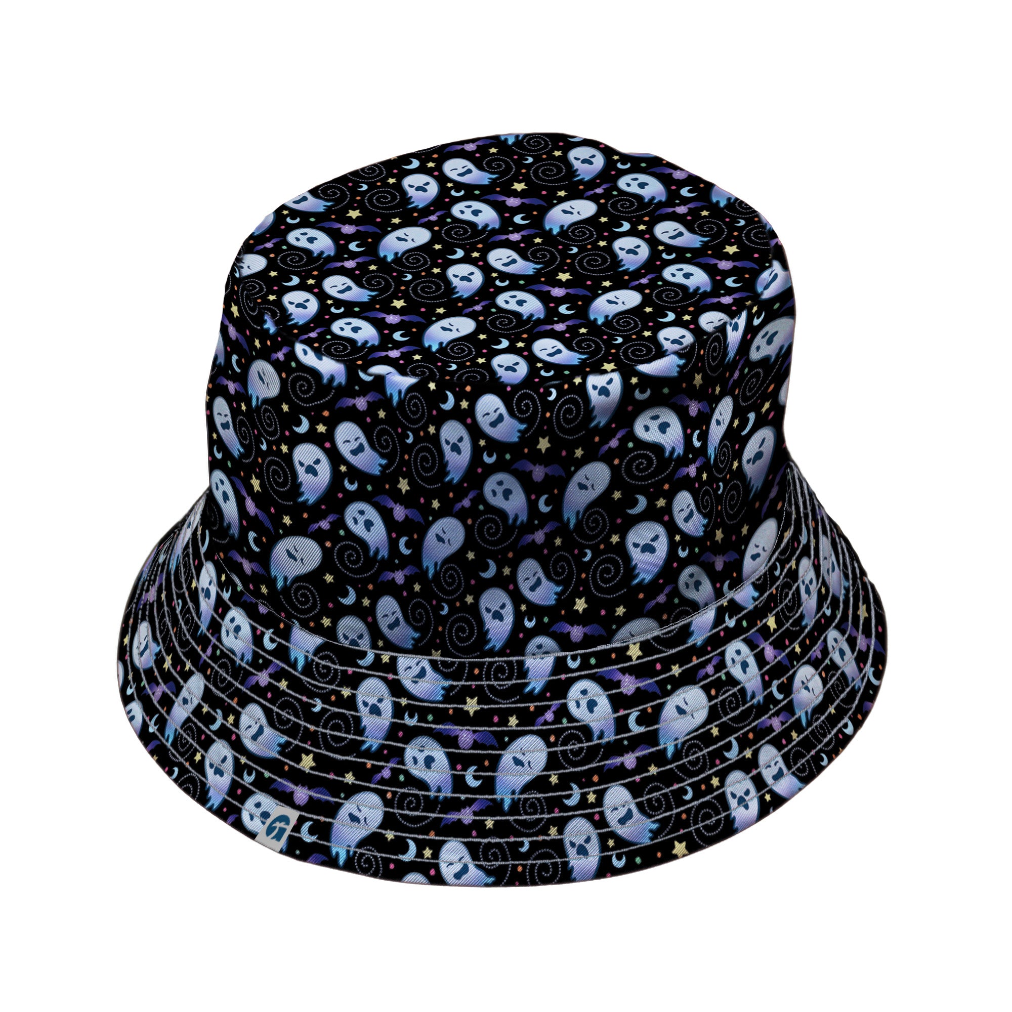 Starry Night Halloween Bucket Hat Gray Stitching