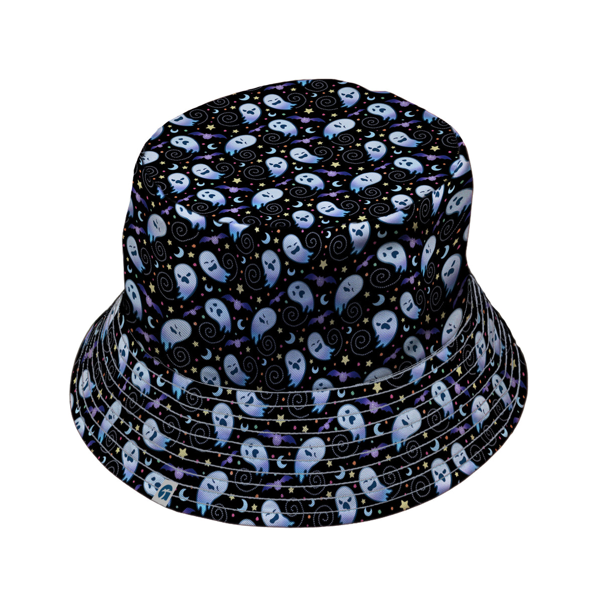 Starry Night Halloween Bucket Hat Gray Stitching