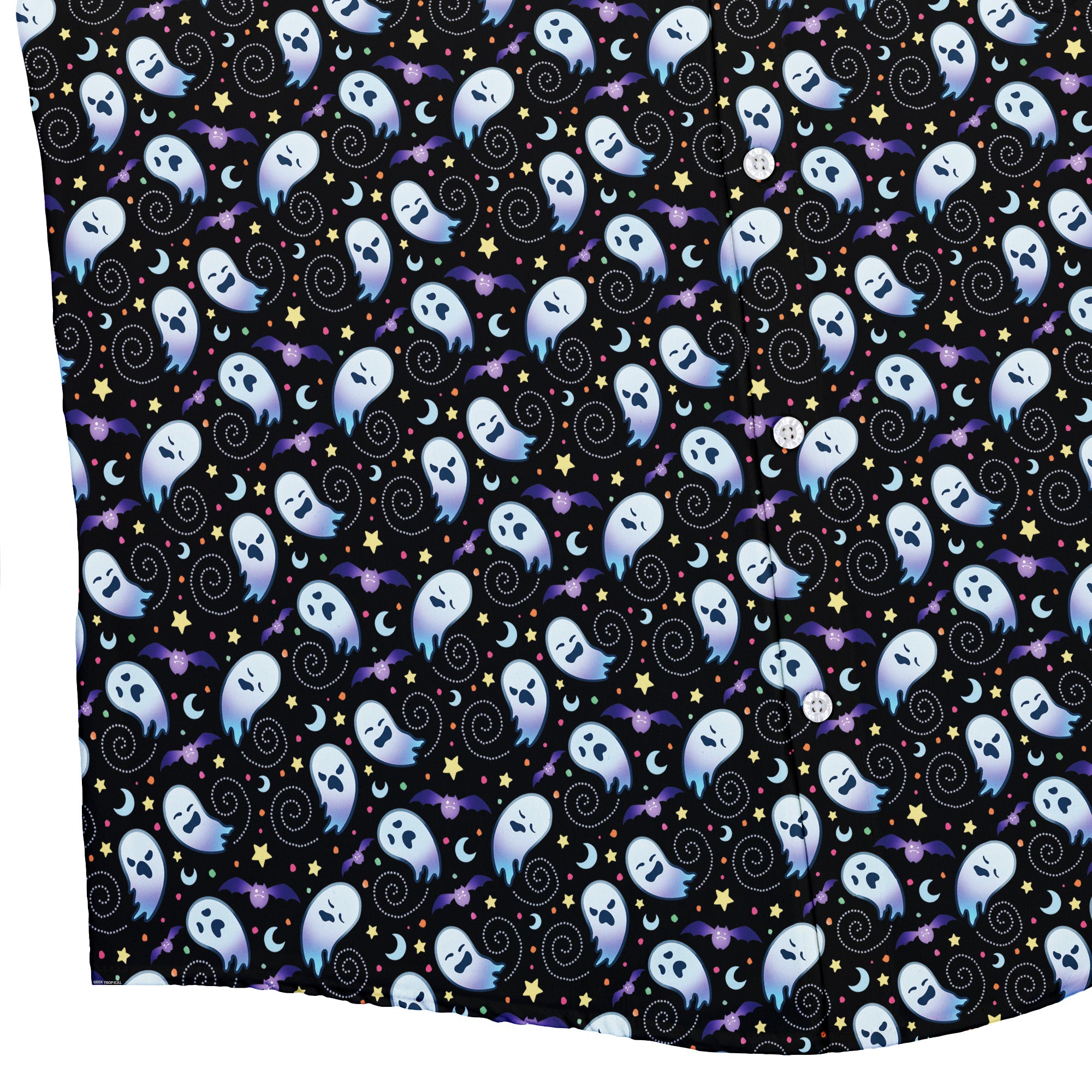 Starry Night Halloween Button Up Shirt Bottom Corner