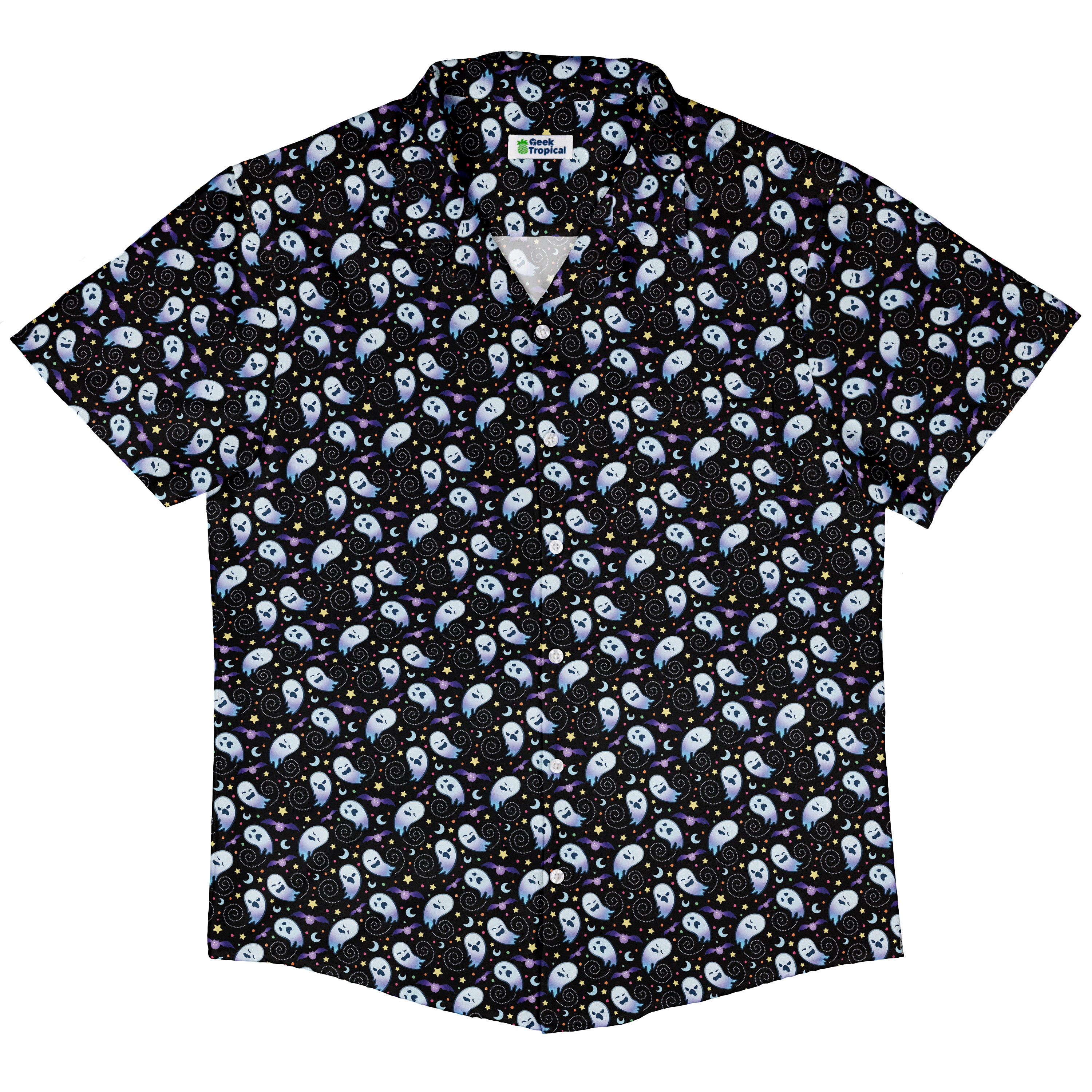 Starry Night Halloween Button Up Shirt Hawaiian Front