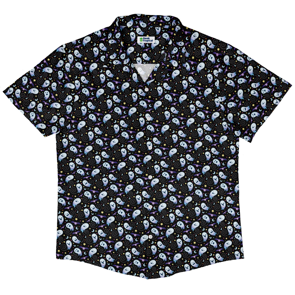 Starry Night Halloween Button Up Shirt Hawaiian Front