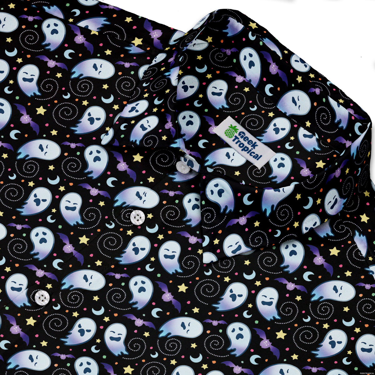 Starry Night Halloween Button Up Shirt Neck