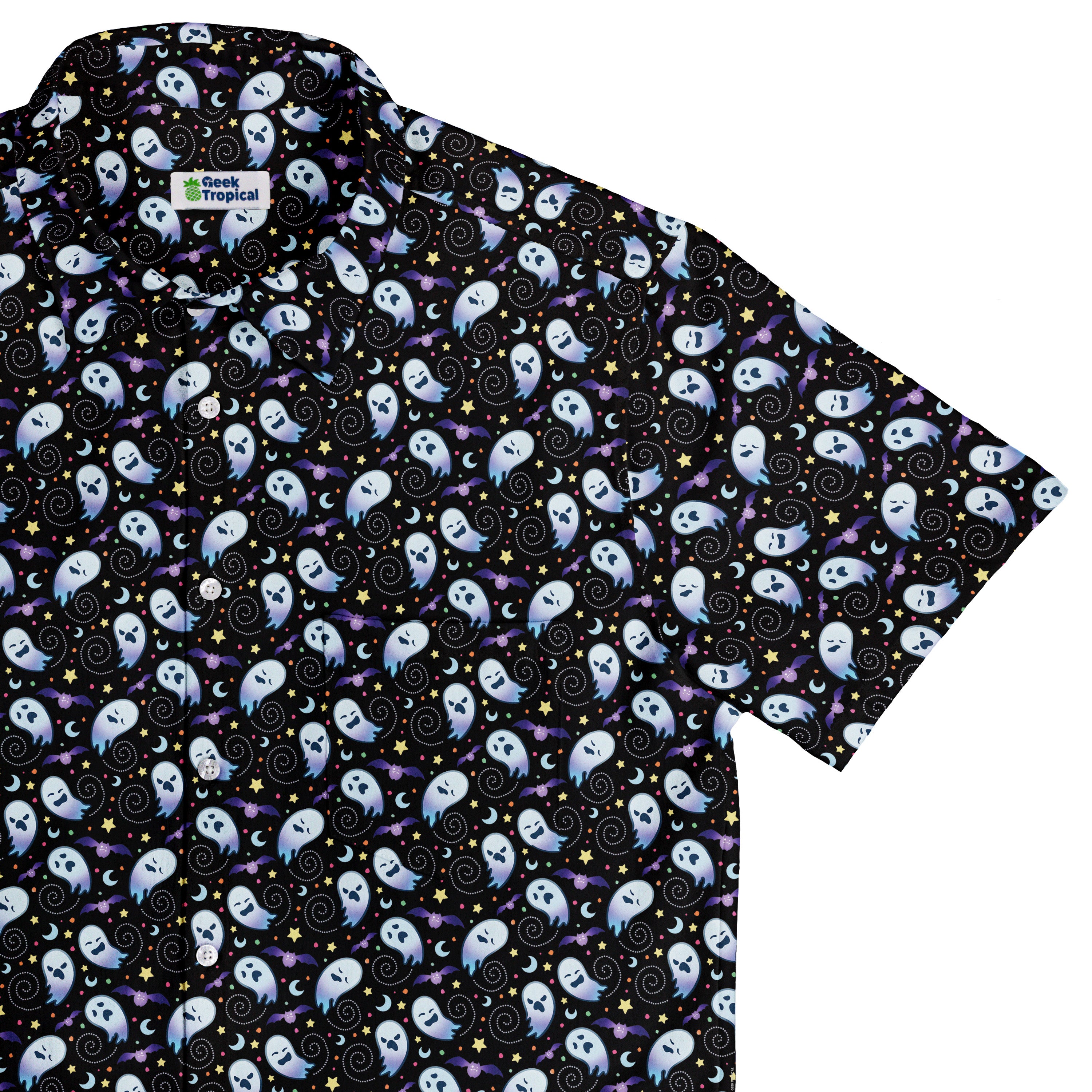 Starry Night Halloween Button Up Shirt Top Corner