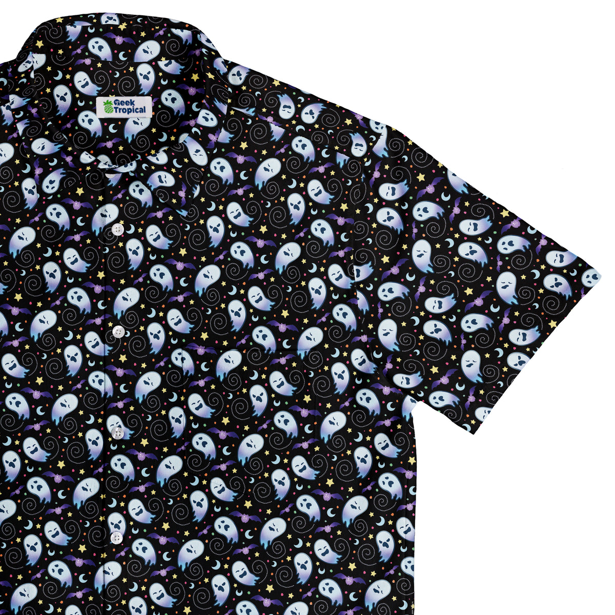 Starry Night Halloween Button Up Shirt Top Corner