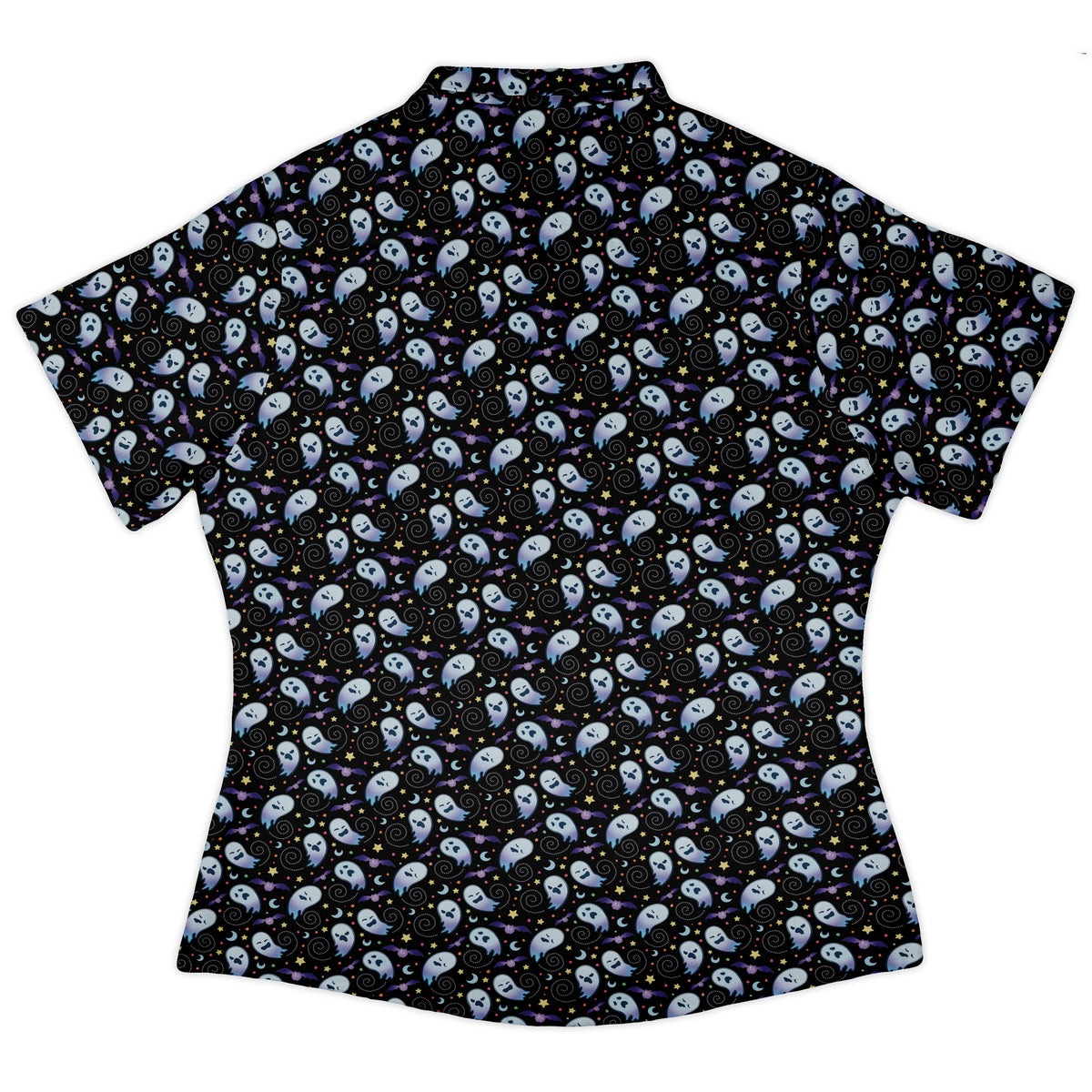 Starry Night Halloween Curvy Button Up Shirt womens back
