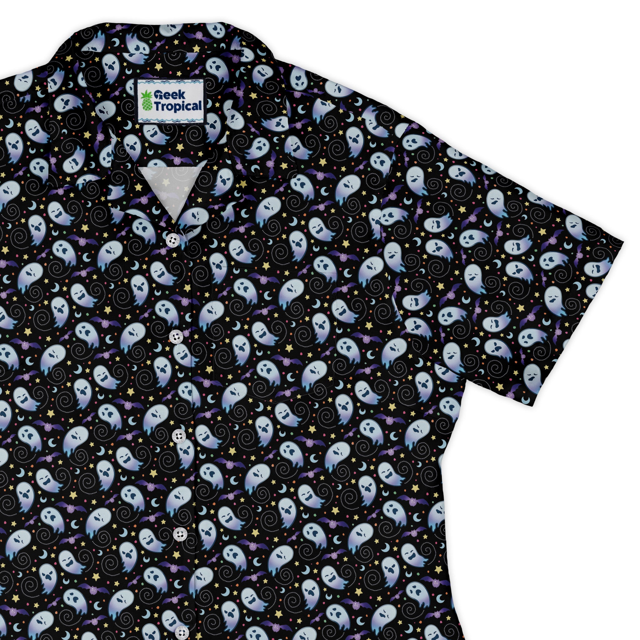 Starry Night Halloween Curvy Button Up Shirt womens top right
