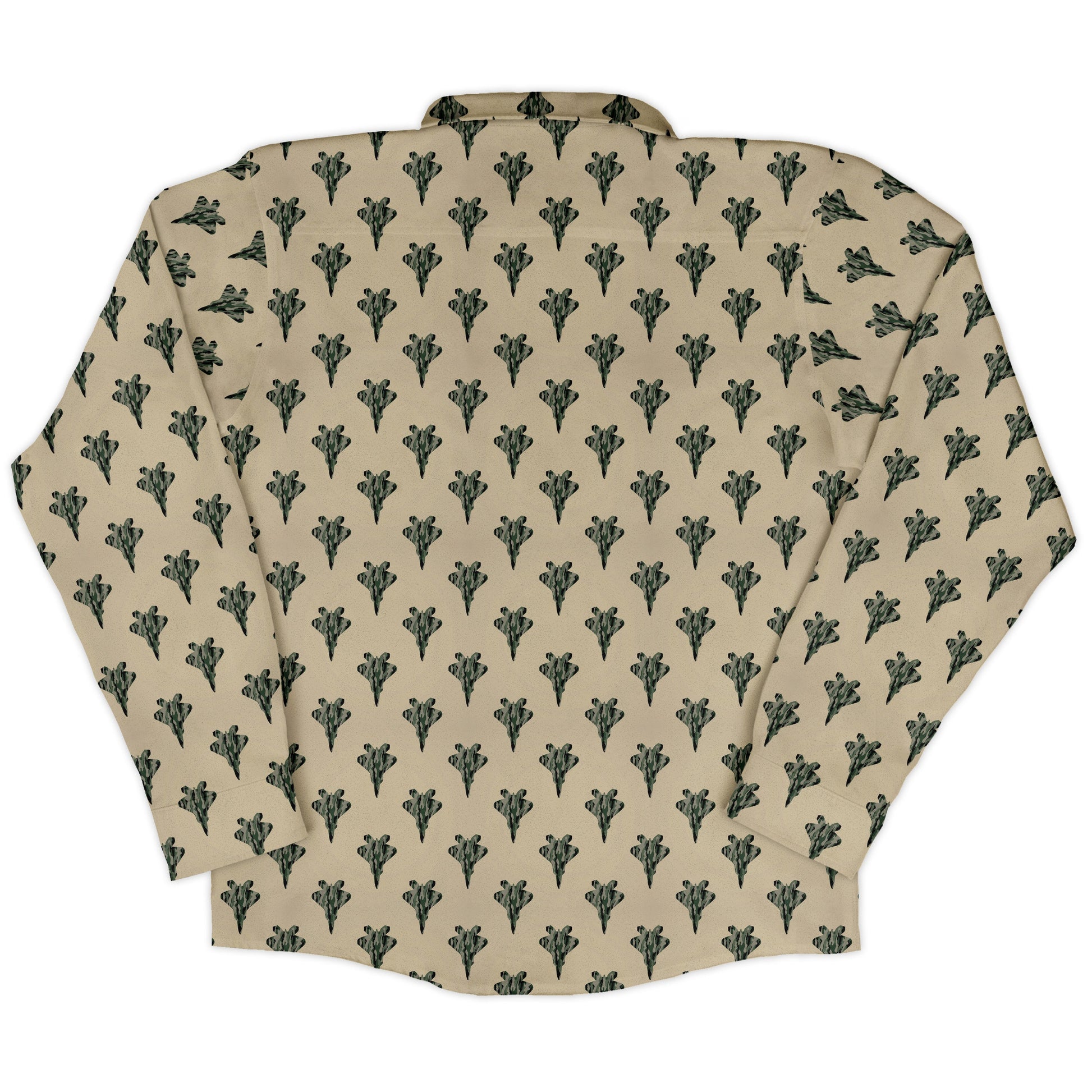 Stealth Fighters Tan Aviation Light Blue Long Sleeve Button Up Shirt