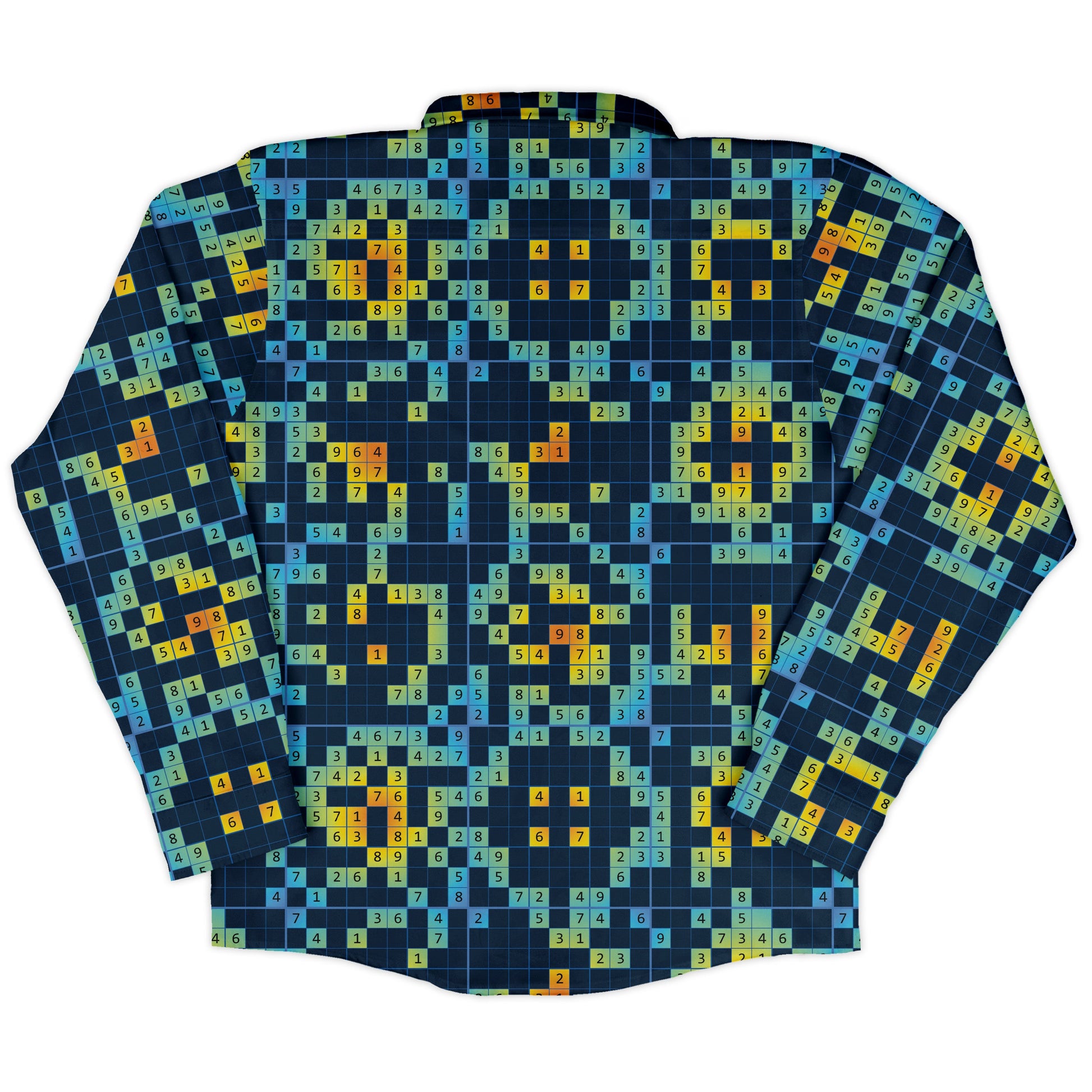 Sudoku Math Puzzle Long Sleeve Button Up Shirt