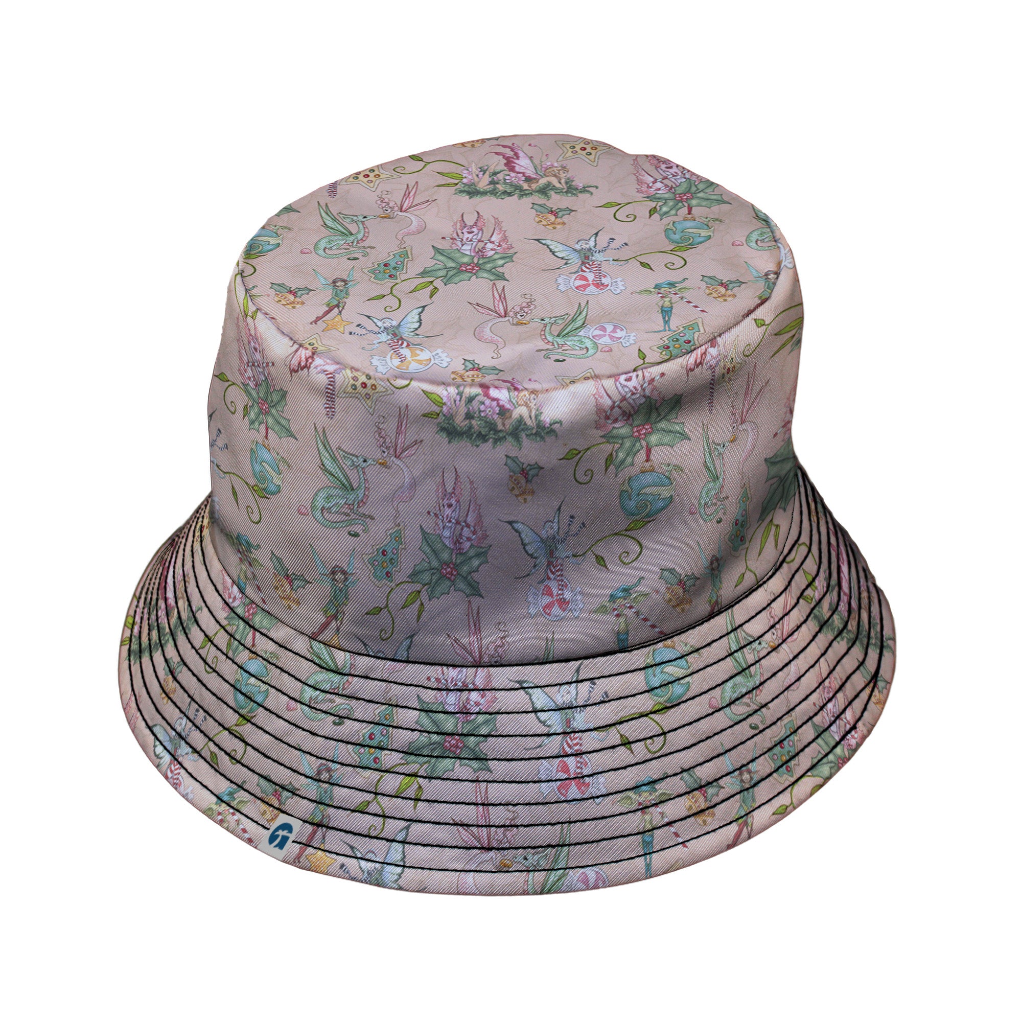 Sugarplum Dragonlings Pink Bucket Hat Black Stitching