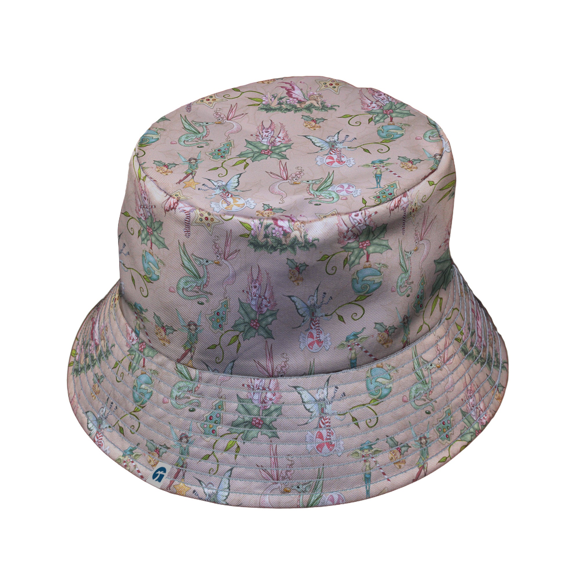 Sugarplum Dragonlings Pink Bucket Hat Gray Stitching