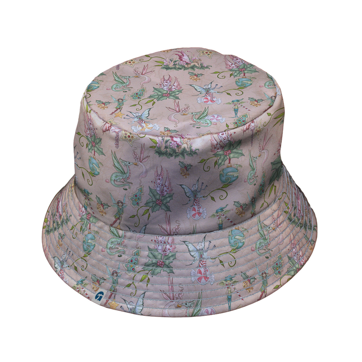Sugarplum Dragonlings Pink Bucket Hat Gray Stitching