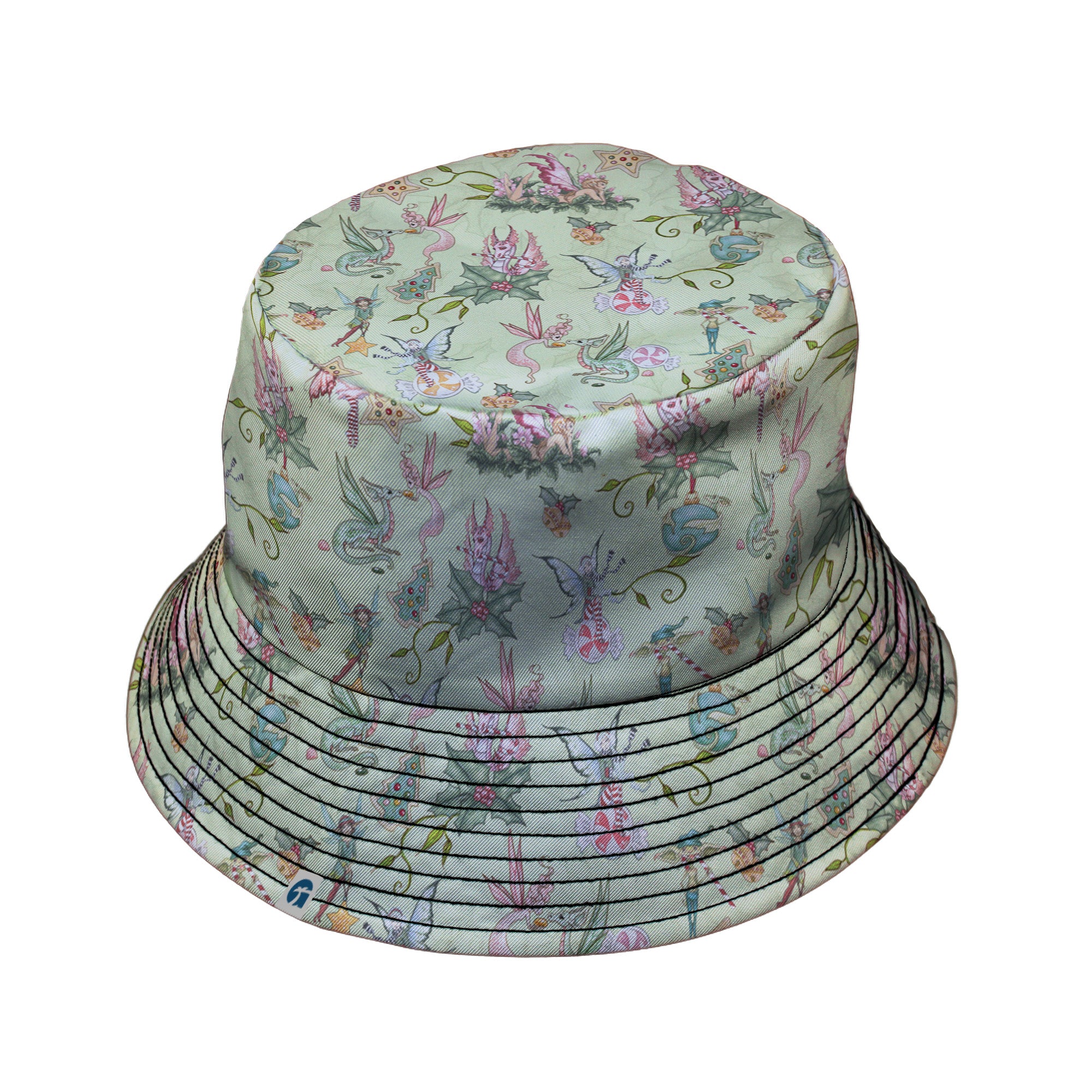 Sugarplum Dragonlings Sage Bucket Hat Black Stitching