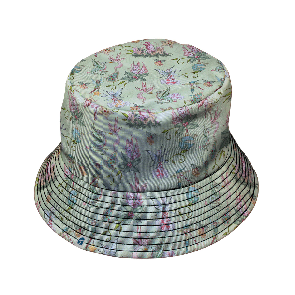 Sugarplum Dragonlings Sage Bucket Hat Black Stitching