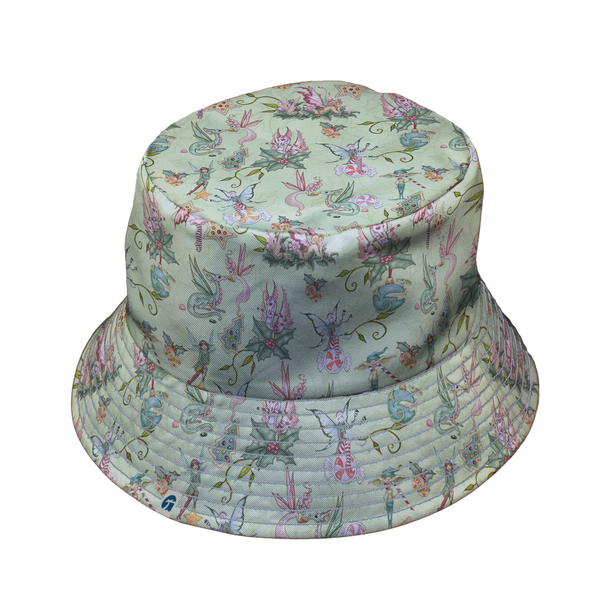 Sugarplum Dragonlings Sage Bucket Hat Gray Stitching