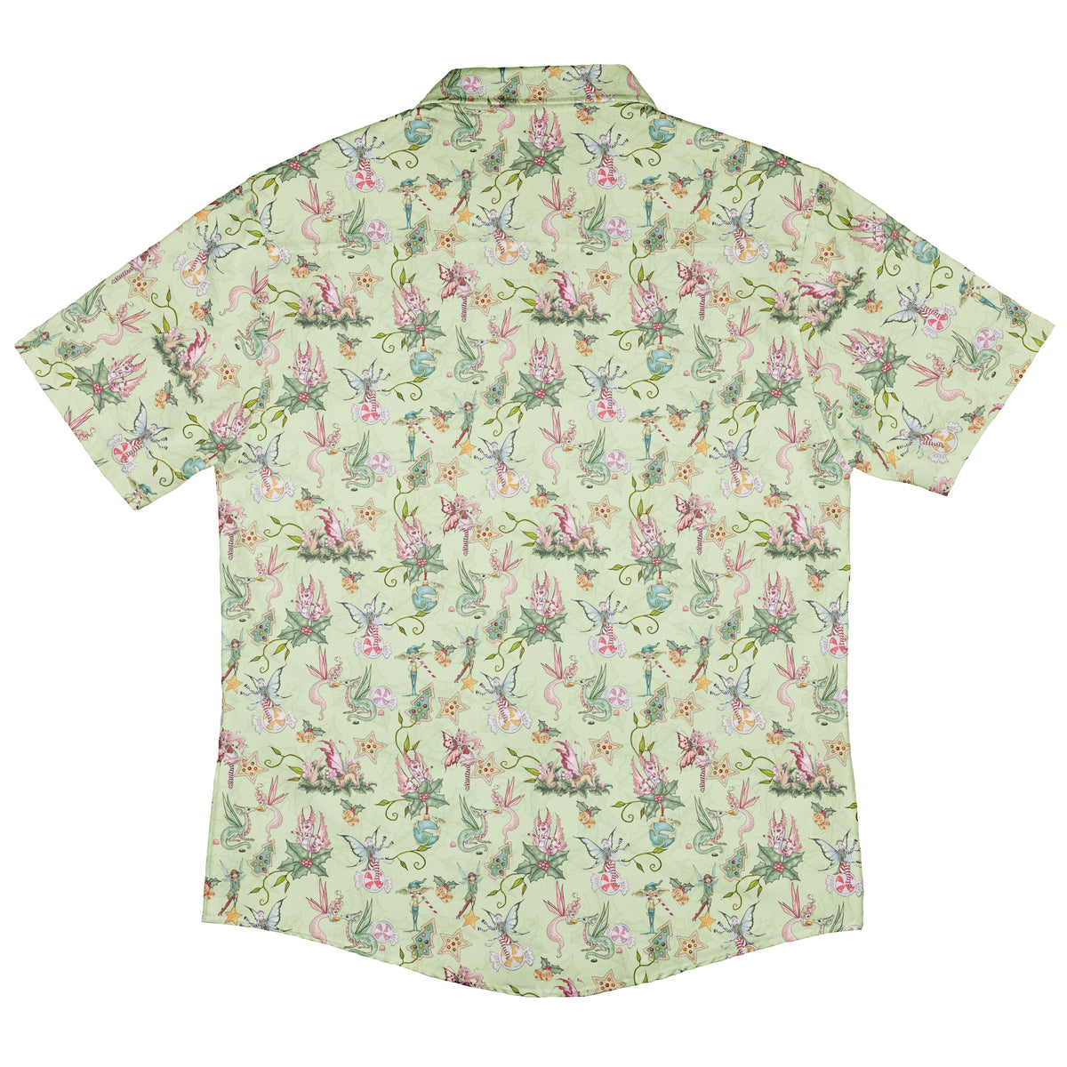Sugarplum Dragonlings Sage Button Up Shirt Back