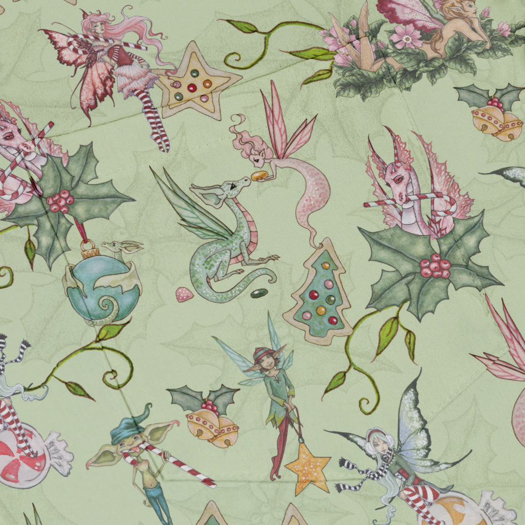 Sugarplum Dragonlings Sage Button Up Shirt Pocket