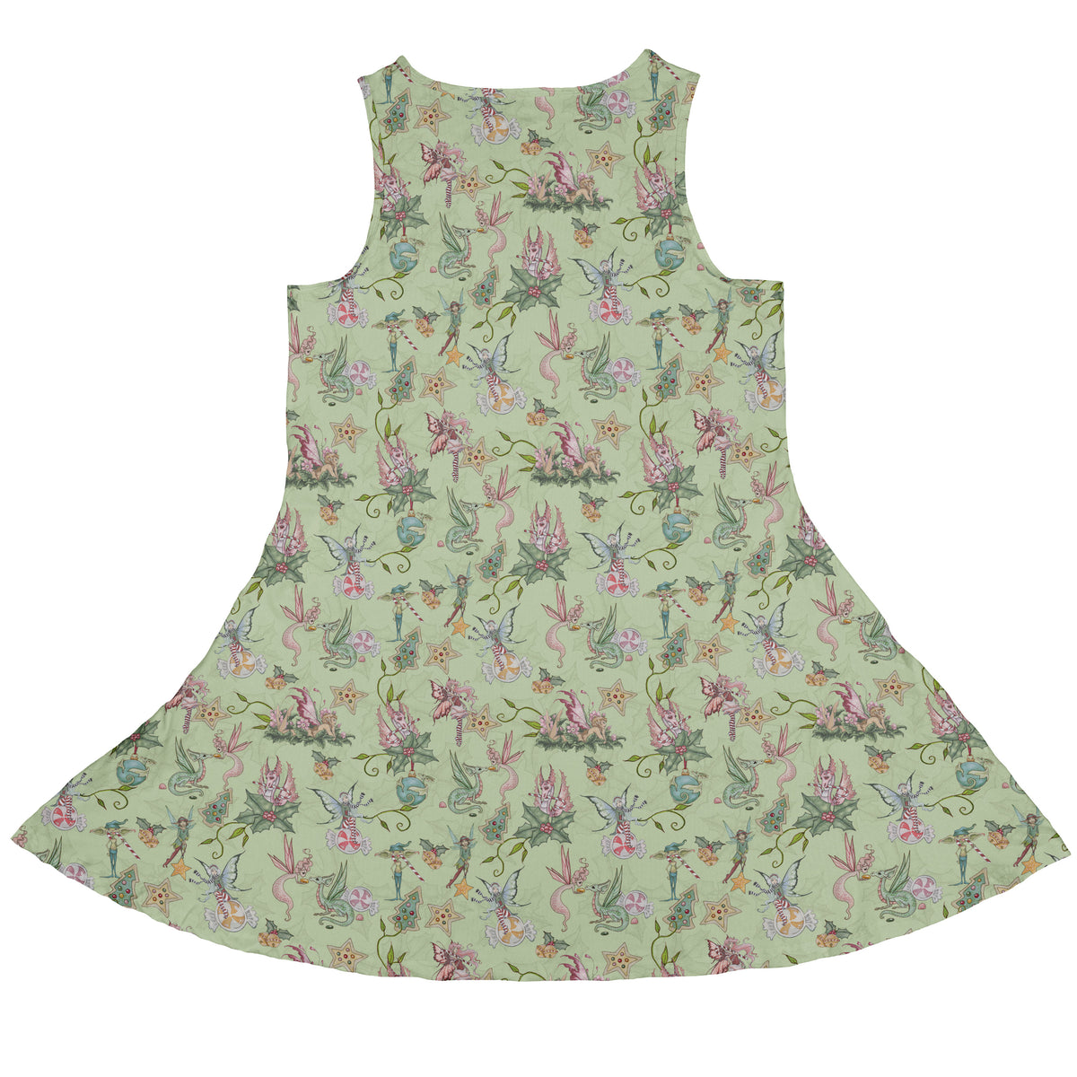 Sugarplum Dragonlings Sage Sleeveless Dress back