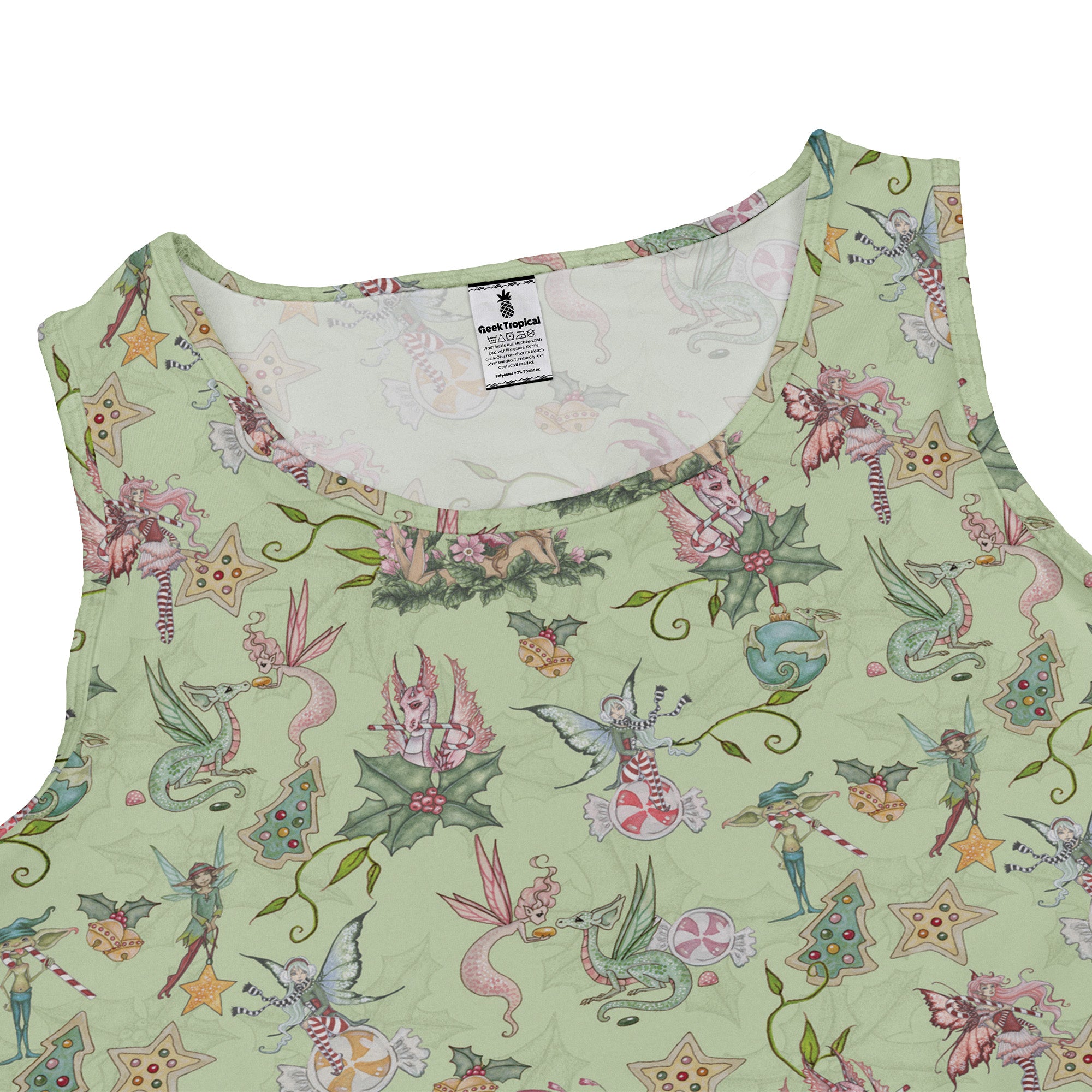 Sugarplum Dragonlings Sage Sleeveless Dress close front